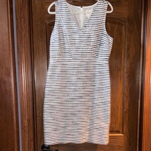 J. Crew White and Navy Striped Dress